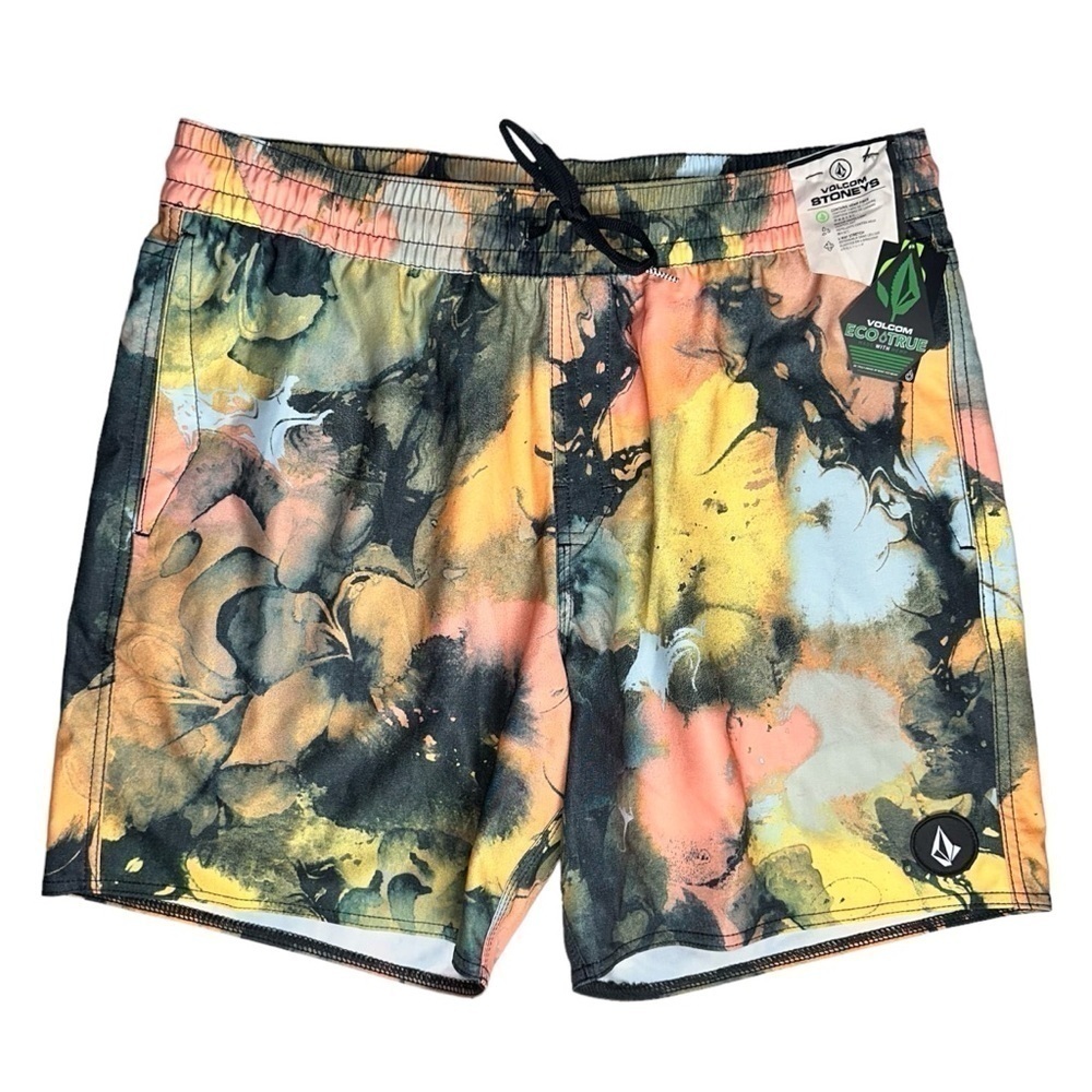 Volcom Men's Chlorine Killer Stoney 17" Trunk Boardshort Apricot Tie Die NWT